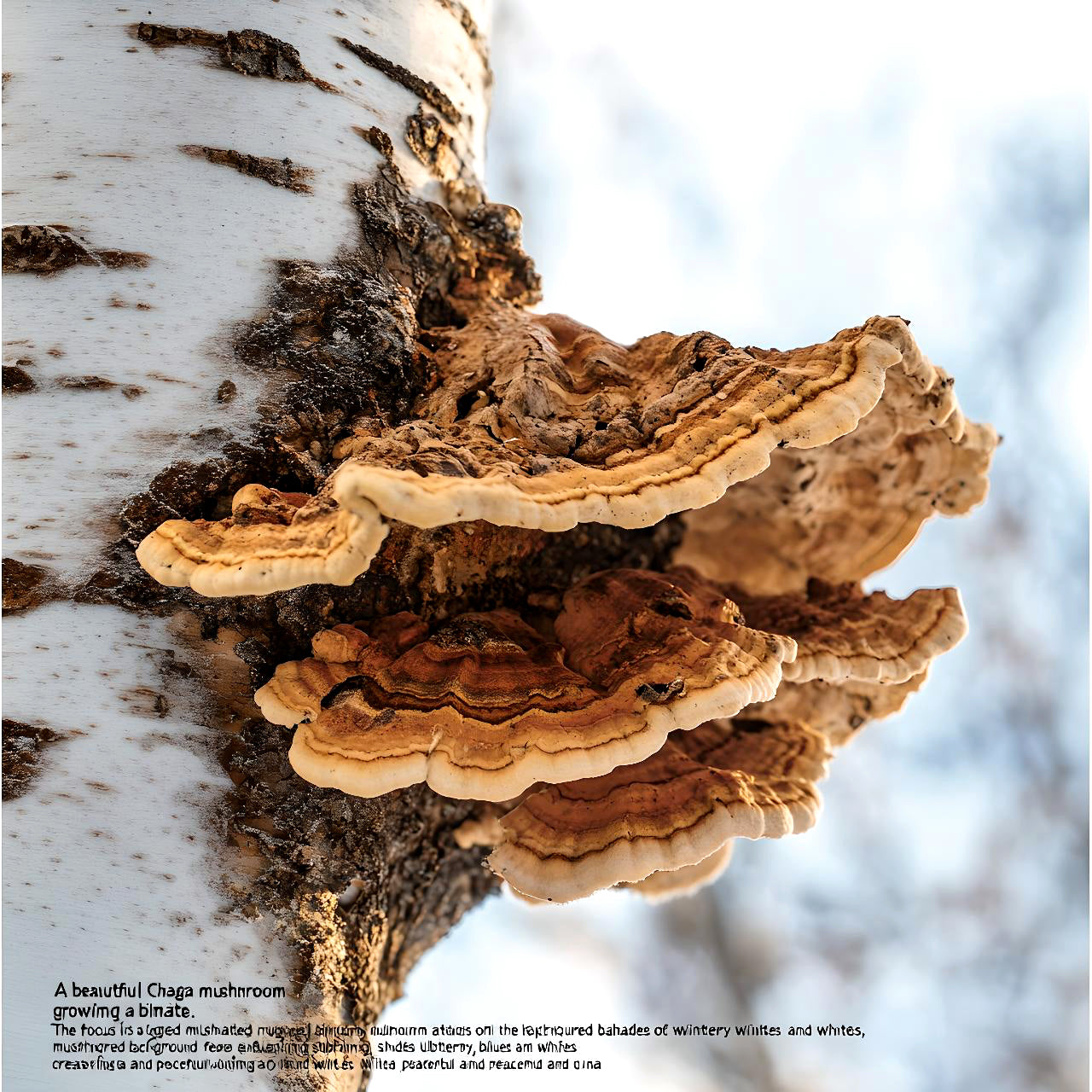 Chaga mushroom growing on tree